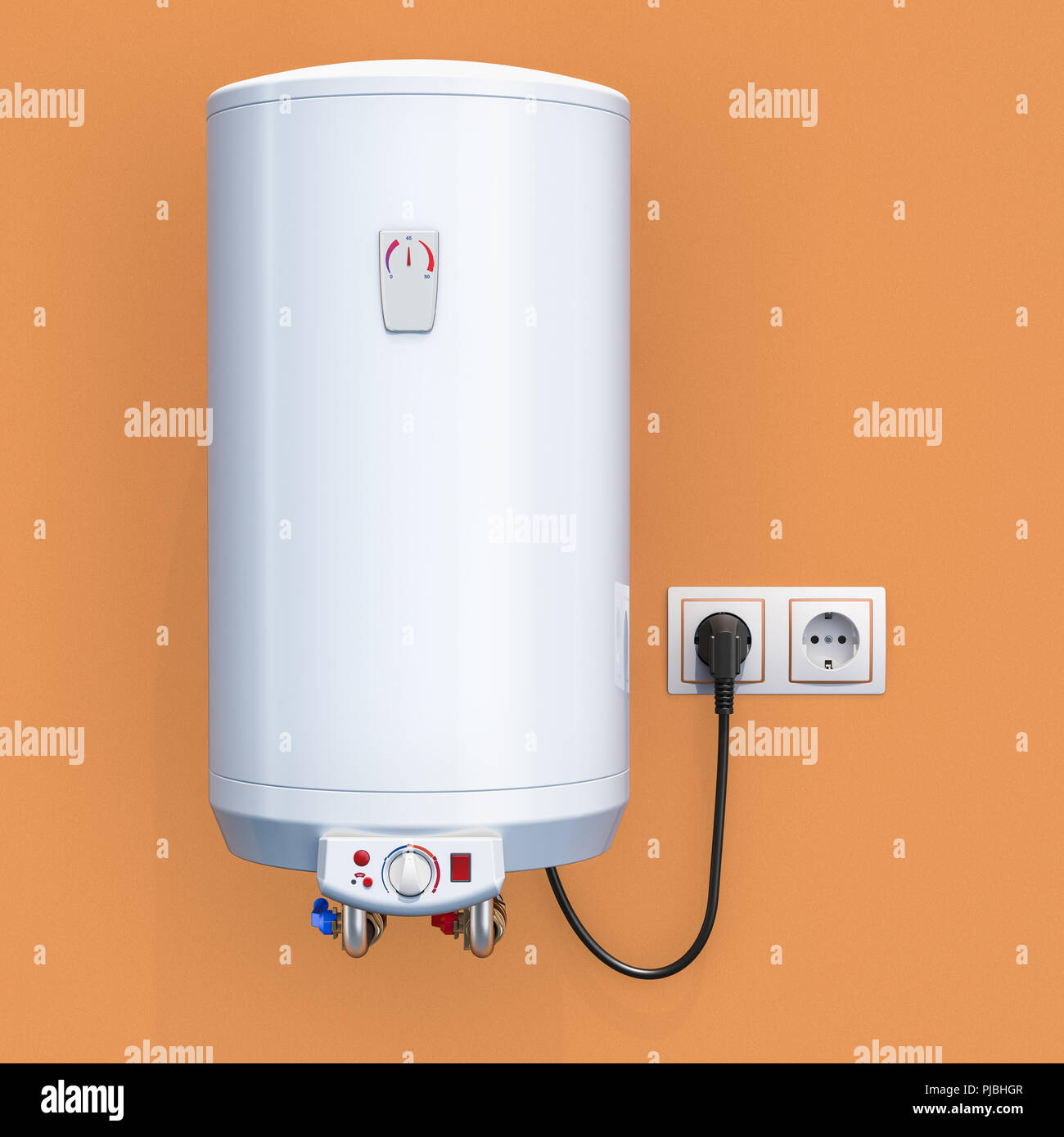 Depósito blanco calentador de agua eléctrico en interior, 3D rendering  Fotografía de stock - Alamy