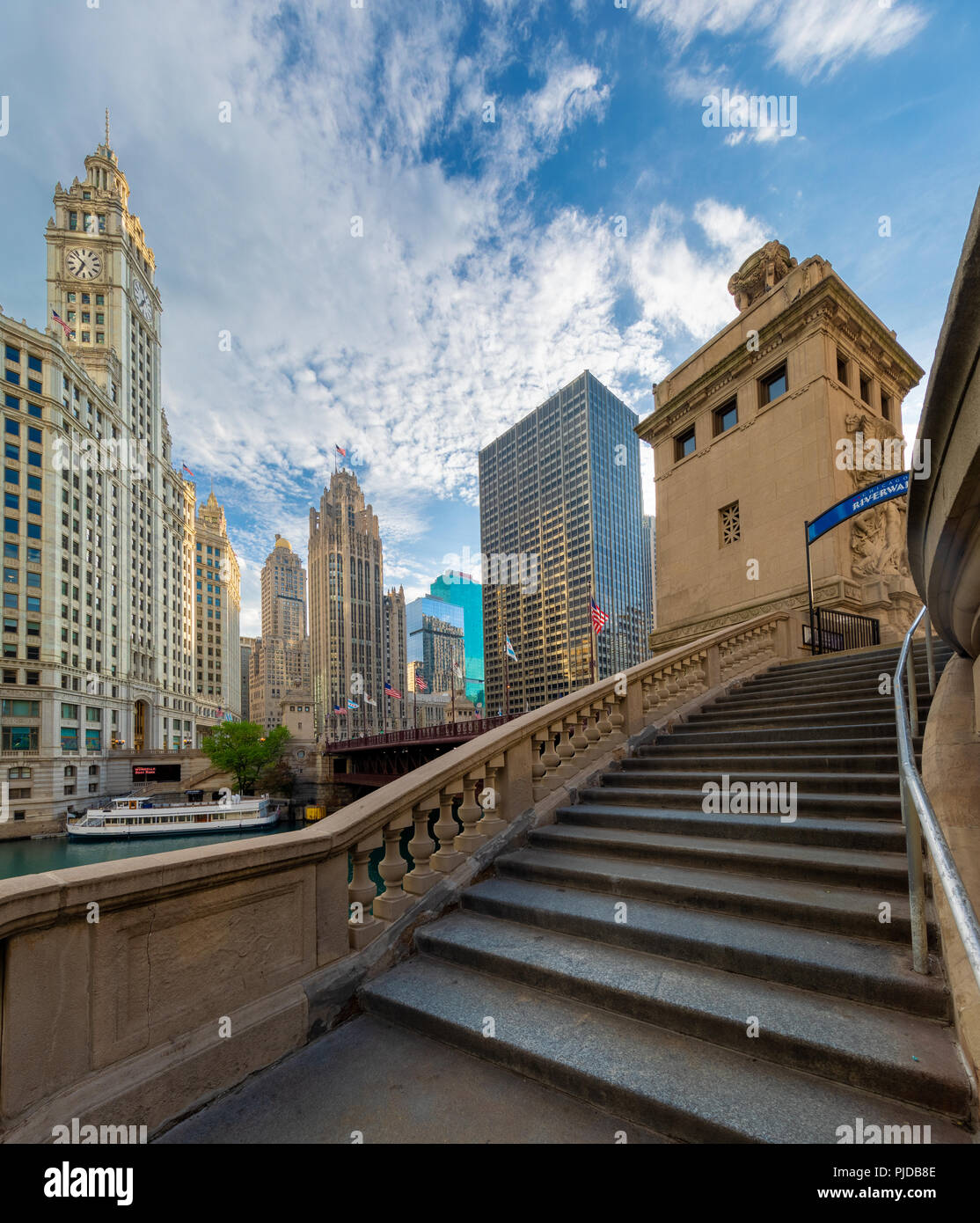 Chicago, una ciudad en el estado norteamericano de Illinois, es la tercera ciudad más poblada de los Estados Unidos. Foto de stock