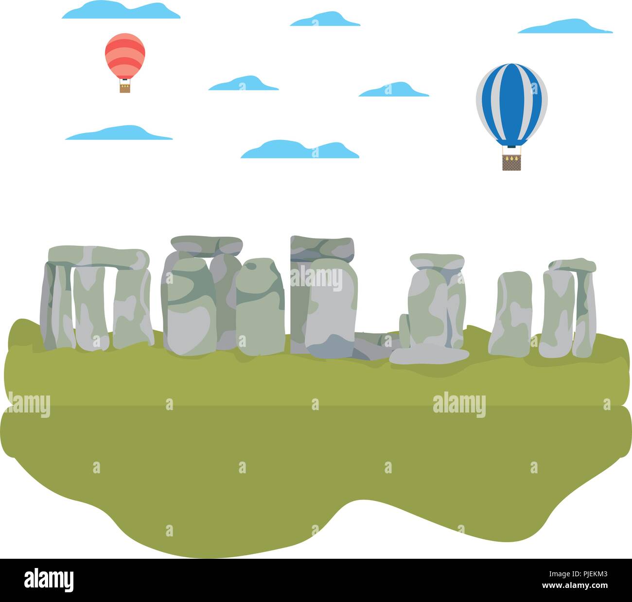 Stonehenge escultura clásica y globos de aire Ilustración del Vector