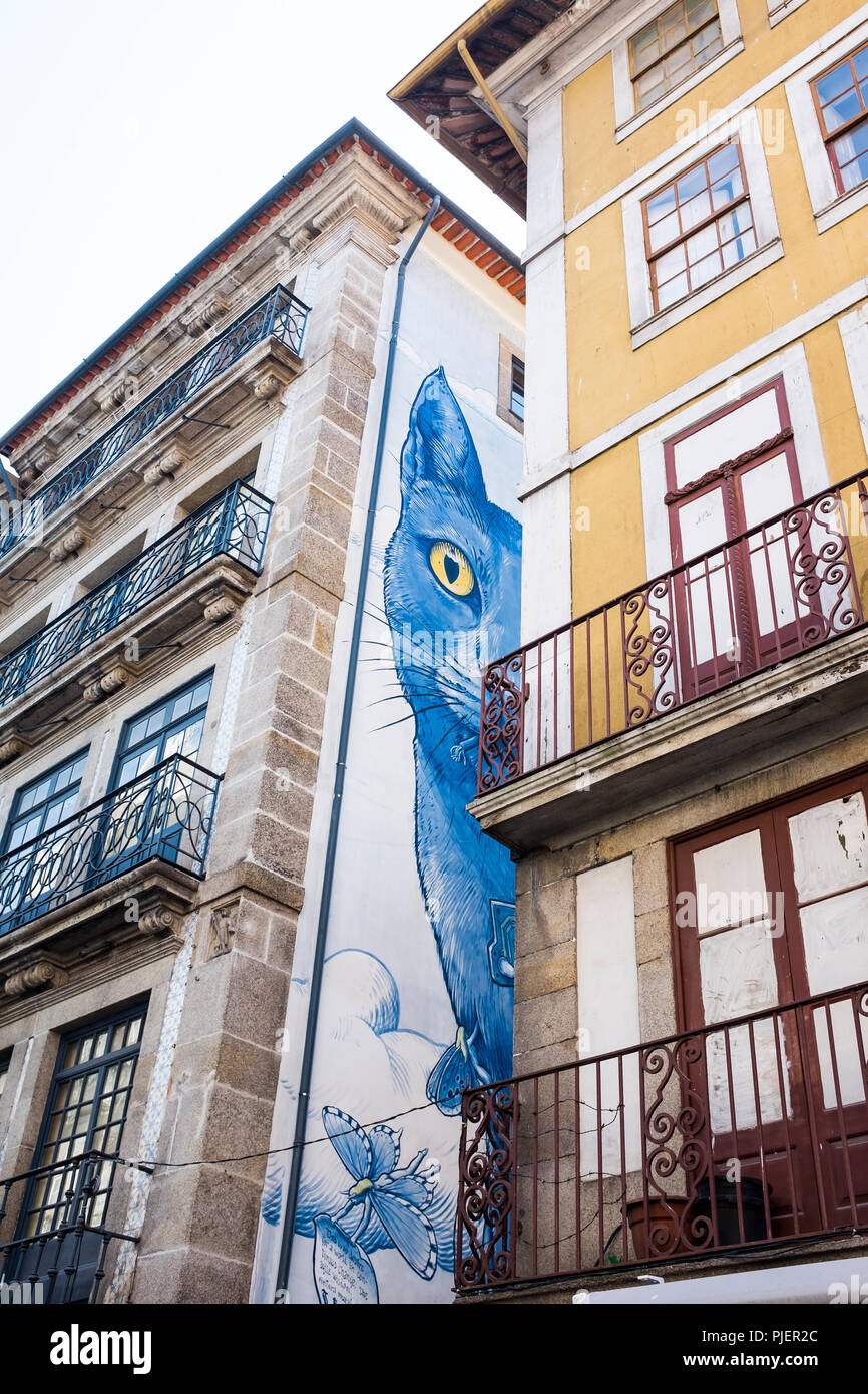 El arte en la calle Rua das Flores, Porto, Portugal. Foto de stock