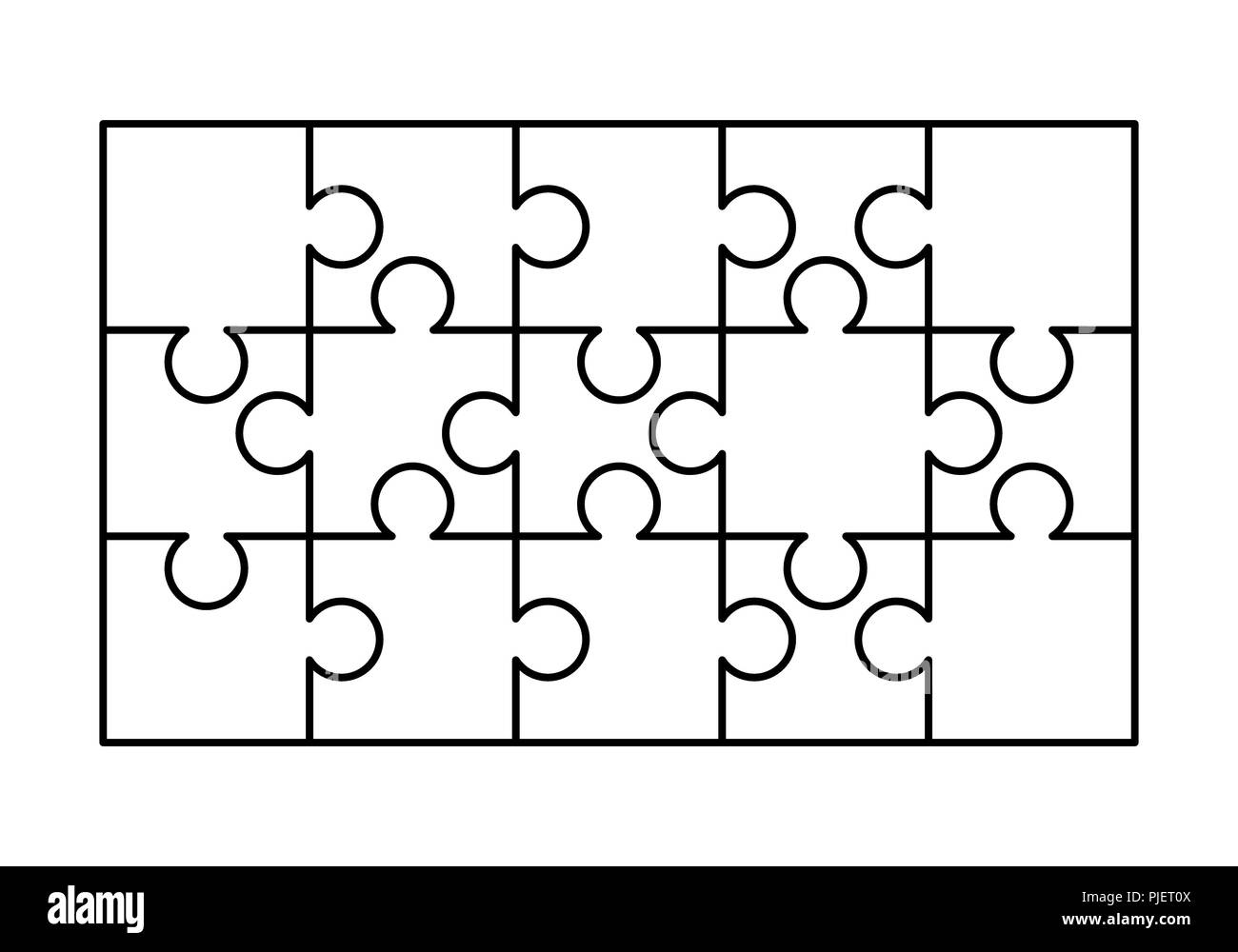 Arábica vistazo extraño 15 piezas de rompecabezas blanco dispuestos en forma de rectángulo.  Plantilla Rompecabezas listo para imprimir. Directrices de corte aislado en  blanco Imagen Vector de stock - Alamy