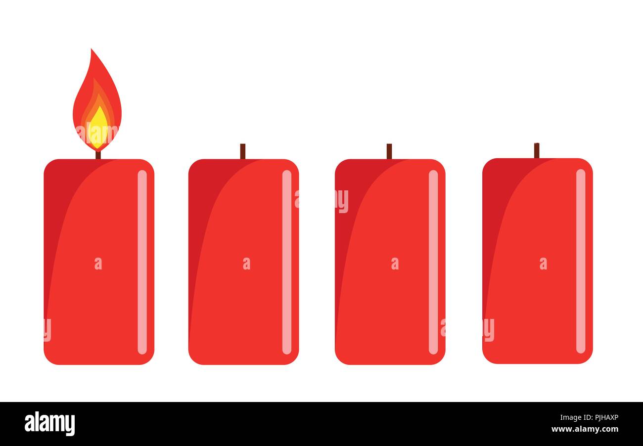 Uno rojo iluminado de velas de adviento fondo blanco ilustración vectorial EPS10 Ilustración del Vector