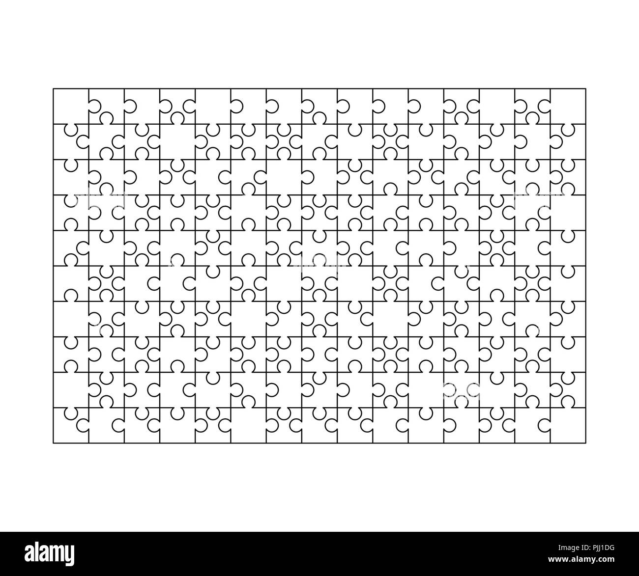 200 piezas de rompecabezas blanco dispuestos en forma de rectángulo.  Plantilla Rompecabezas listo para imprimir. Directrices de corte aislado en  blanco Imagen Vector de stock - Alamy