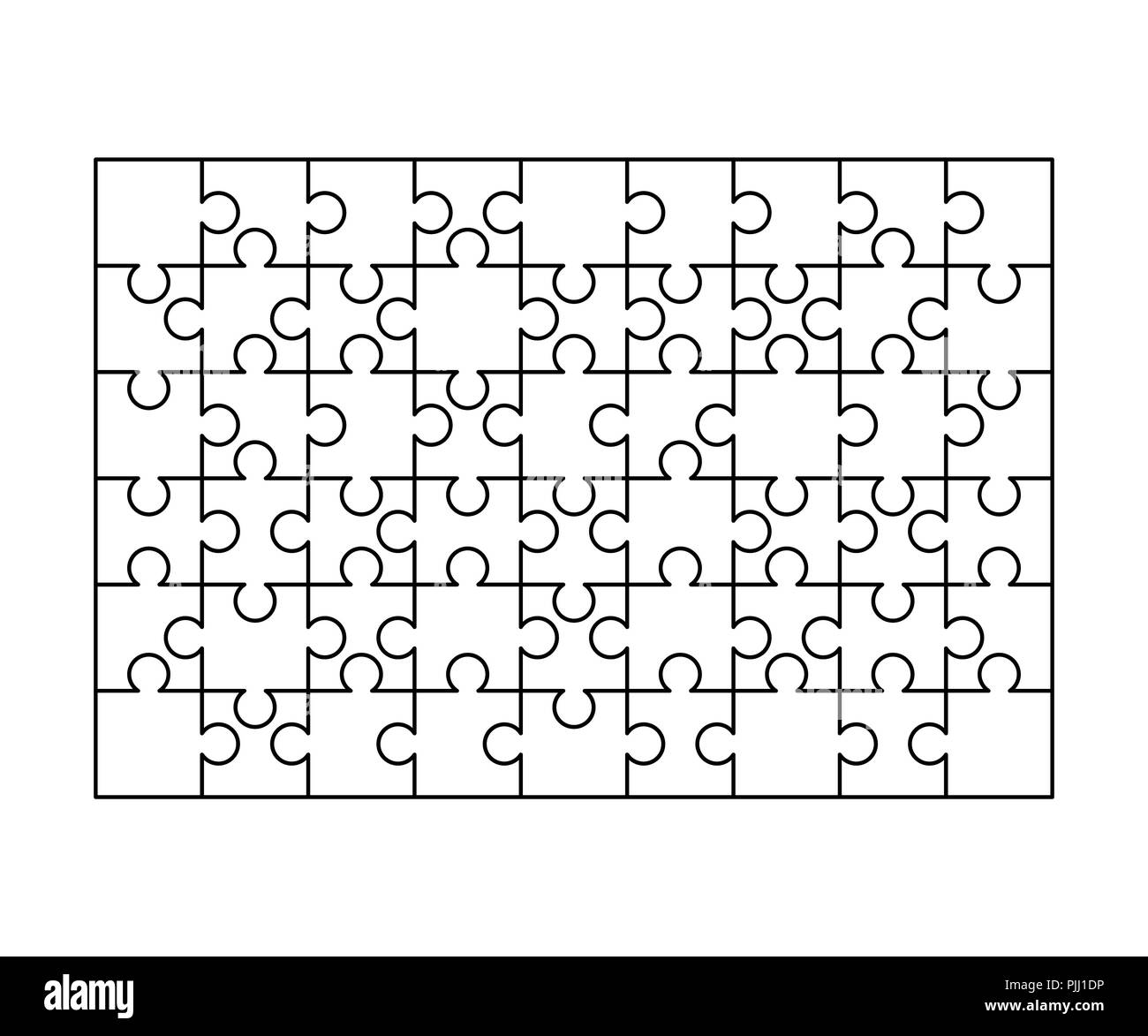 64 piezas de rompecabezas blanco un cuadrado. Rompecabezas listo para imprimir. Directrices de corte aislado en Imagen Vector de stock - Alamy