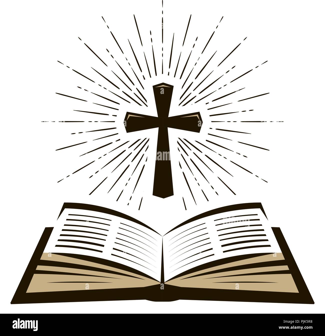 Biblia, Escritura, logotipo o etiqueta. La fe, el credo, símbolo de adoración. Ilustración vectorial Ilustración del Vector