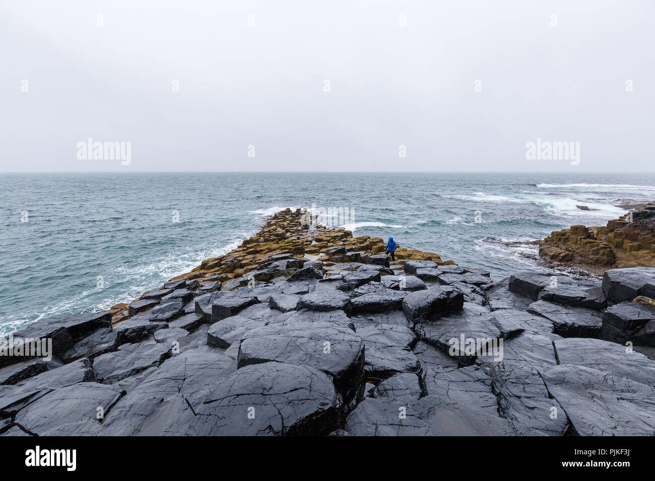 La costa de la isla de Staffa duras Foto de stock