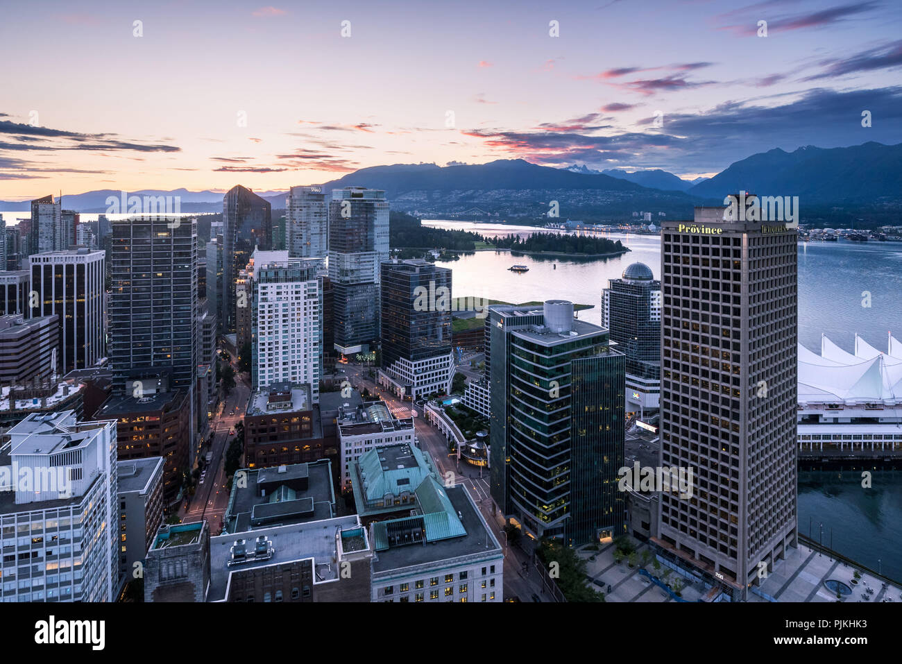 Atardecer en Vancouver, British Columbia, Canadá Foto de stock