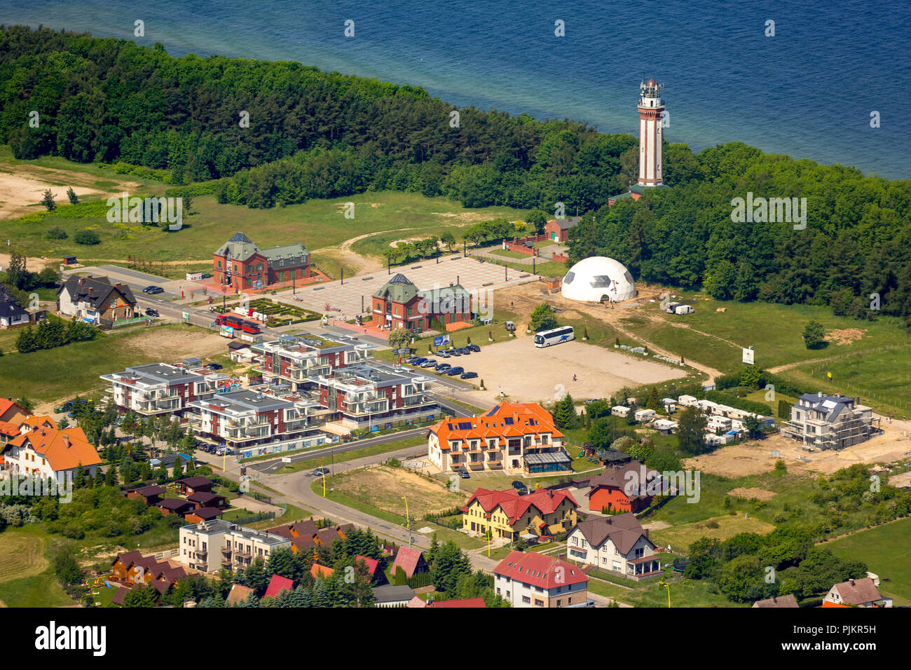 Gmina Karnice, con faro en el Mar Báltico, Warnitz, costa del Mar Báltico, Województwo zachodniopomorskie, Polonia Foto de stock