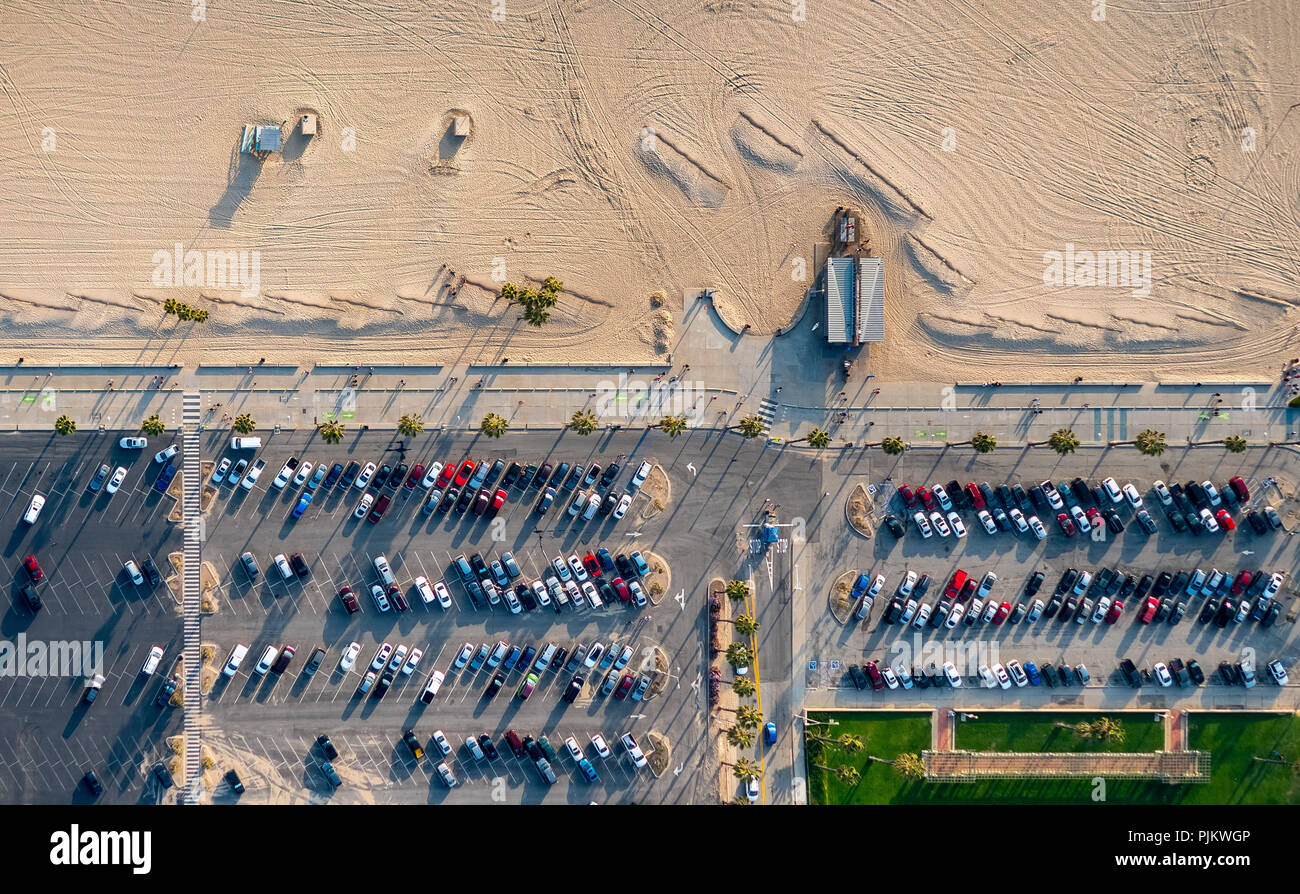 Santa Monica Beach, Sandy Beach, Marina del Rey, el condado de Los Angeles, California, EE.UU. Foto de stock