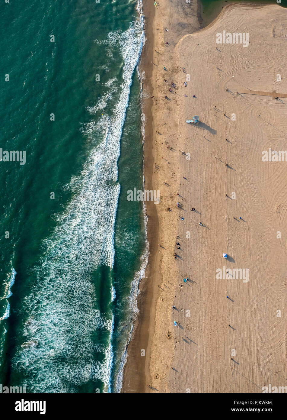 Santa Monica Beach, Sandy Beach, Marina del Rey, el condado de Los Angeles, California, EE.UU. Foto de stock