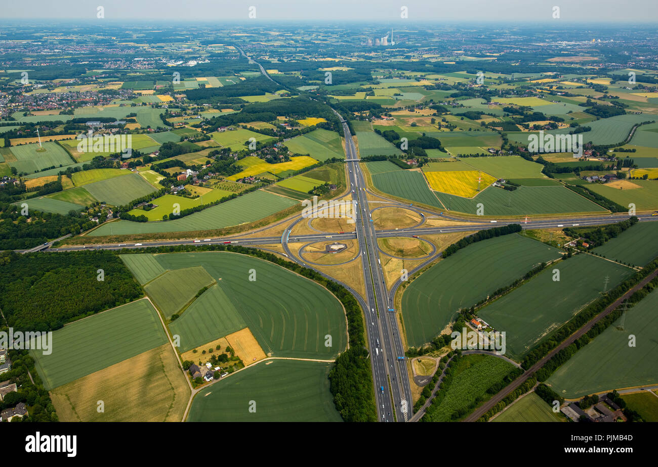 Kamener Kreuz, autopista A2 y A1, BundesMotorwayen, Kamen, área de Ruhr, Renania del Norte-Westfalia, Alemania Foto de stock