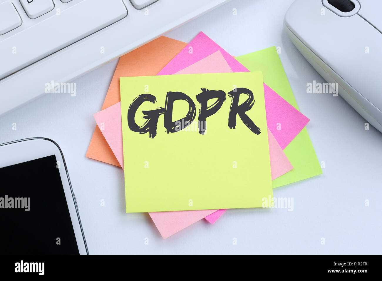 GDPR Reglamento General de Protección de Datos de la Unión Europea UE sitios internet del teclado de la computadora de escritorio de oficina Foto de stock