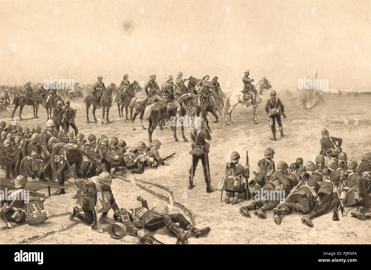 El príncipe Arturo, Duque de Connaught y Strathearn, el tercer hijo de la Reina Victoria en el comando de la Brigada de Guardias, en la batalla de Tel-El-Kebir, 13 de septiembre de 1882 Foto de stock