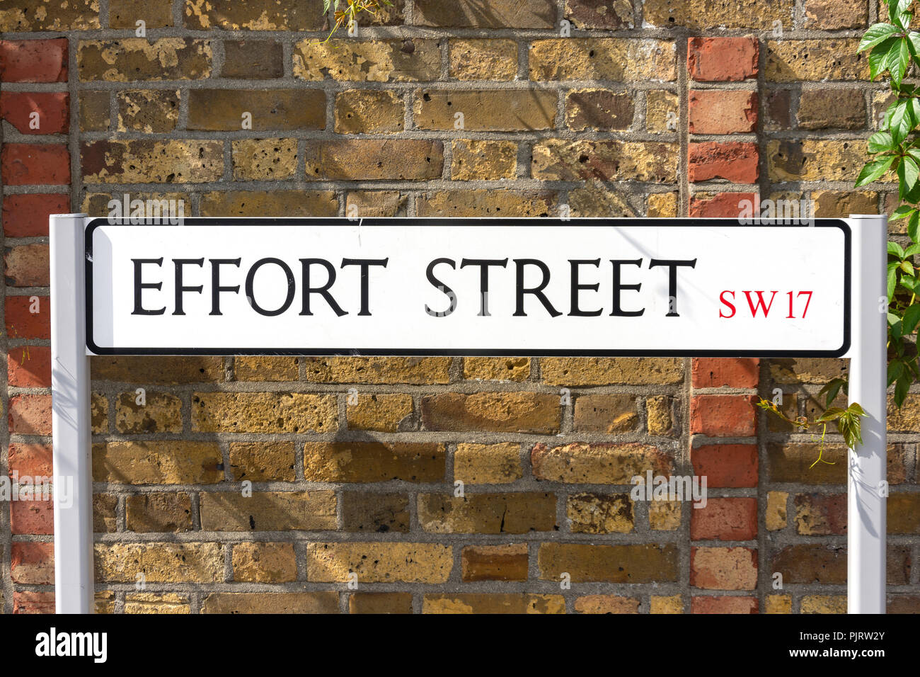 Calle signo, esfuerzo Street, Tooting, distrito londinense de Wandsworth, Greater London, England, Reino Unido Foto de stock