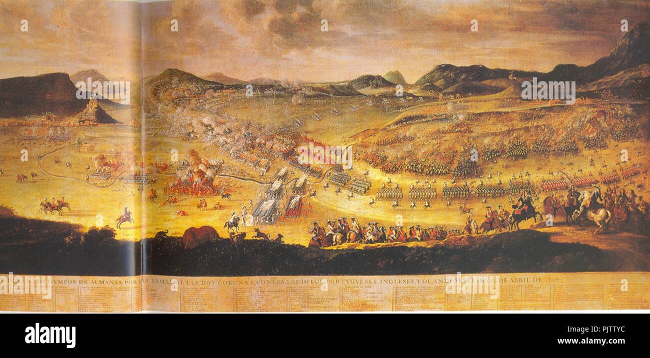 La batalla de Almansa 1707 La historia antigua. Foto de stock