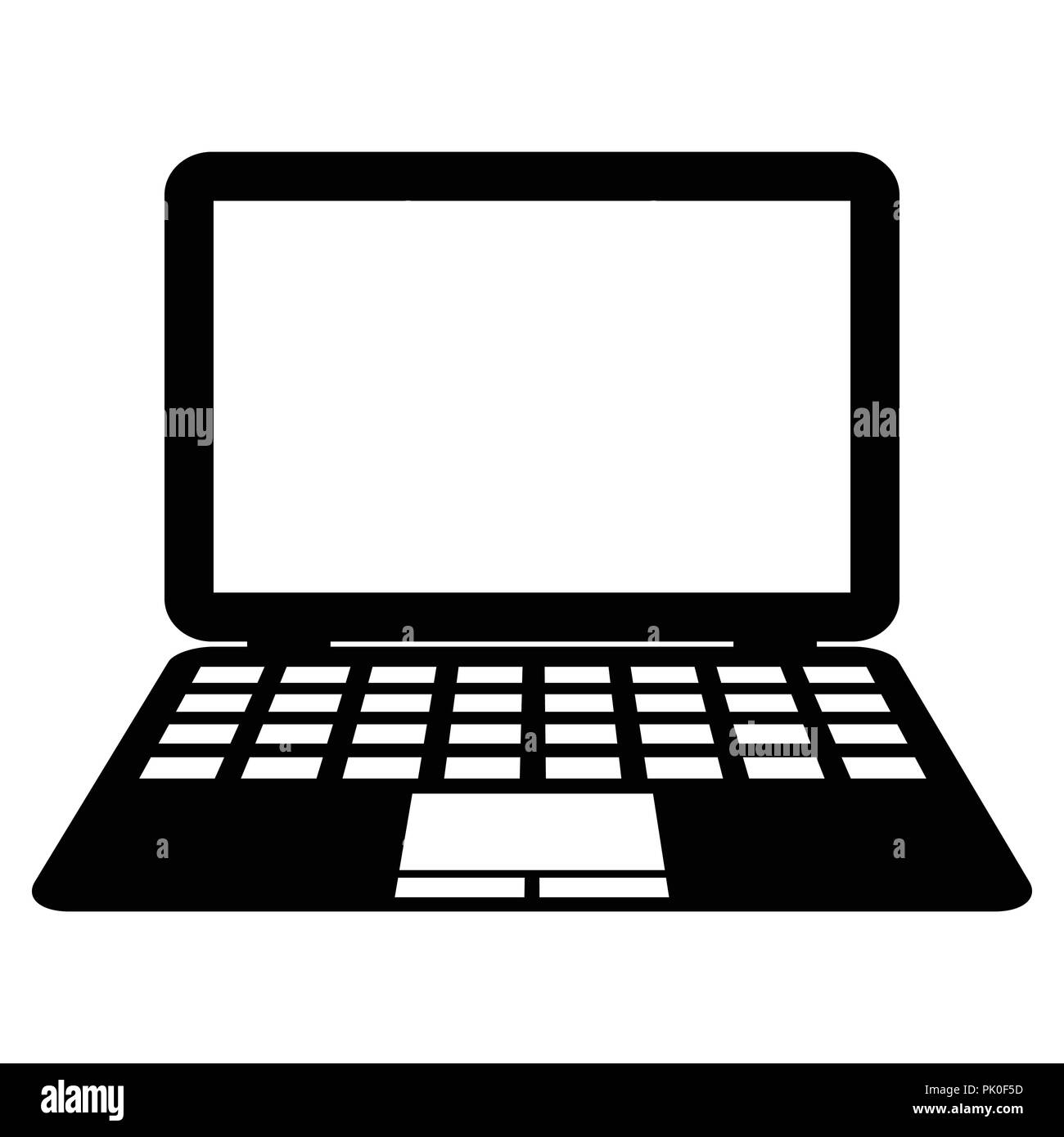 Negro simple vectorial editable icono equipo portátil aislado sobre fondo blanco. Ilustración del Vector