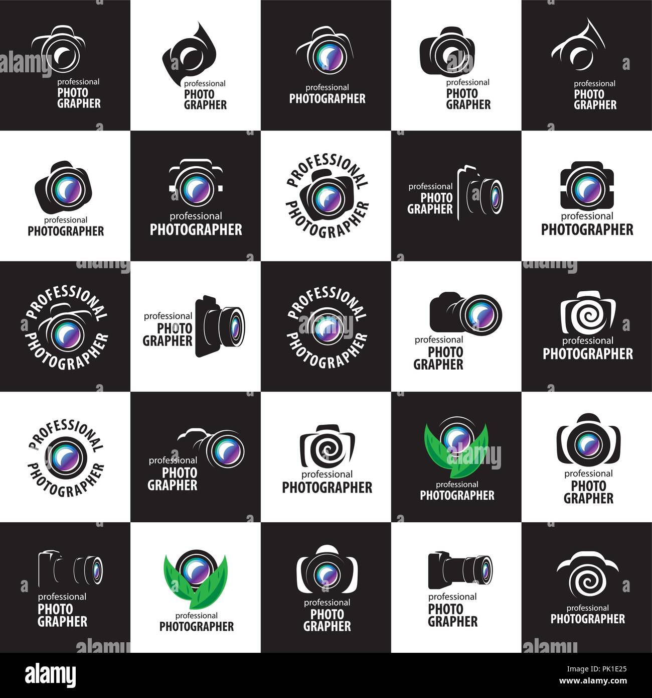 El fotógrafo de cámara de logotipo Ilustración del Vector