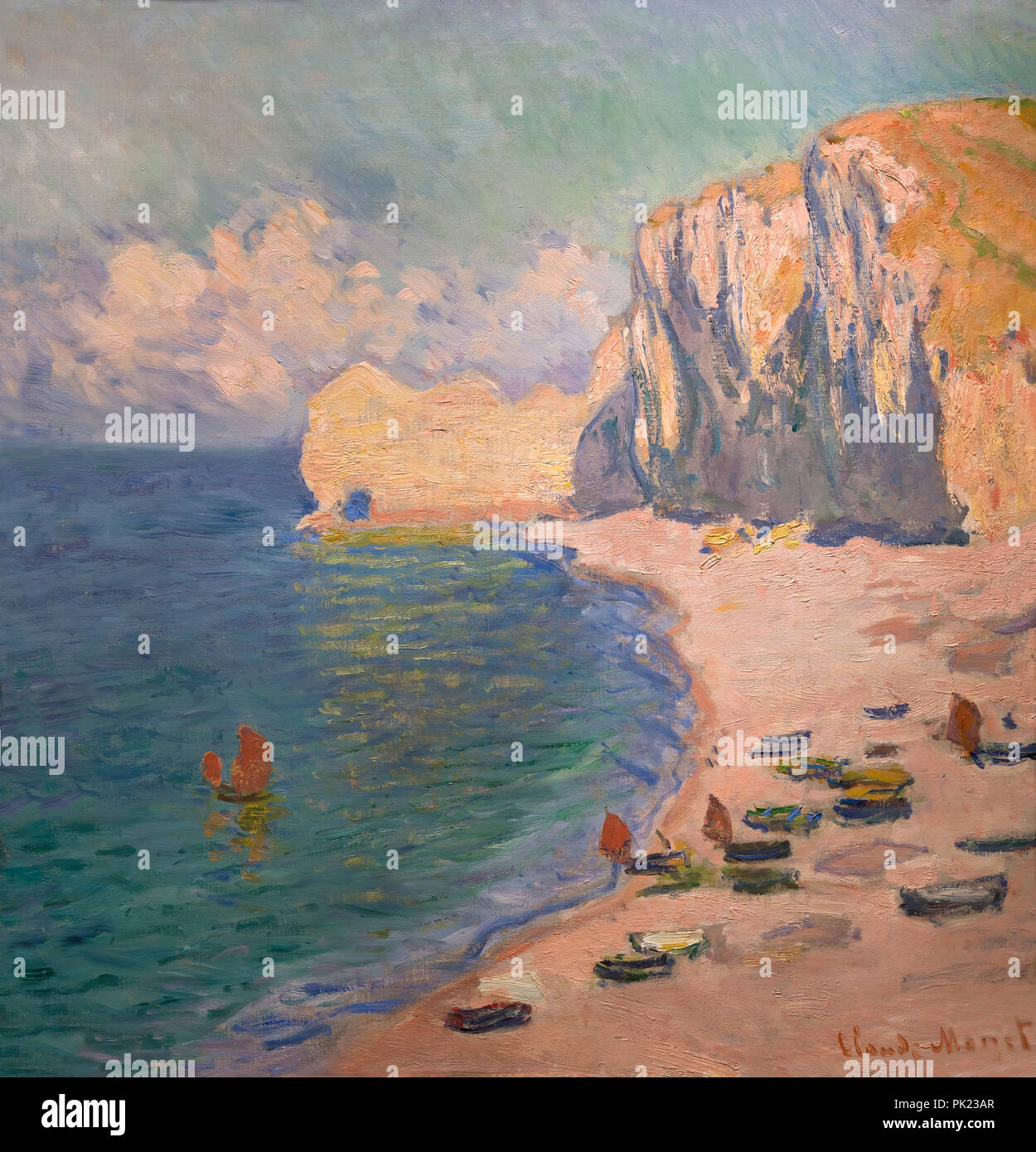 Etretat de la playa y de la Falaise d'Amont, Claude Monet, 1885, Instituto de Arte de Chicago, Chicago, Illinois, EE.UU., América del Norte, Foto de stock