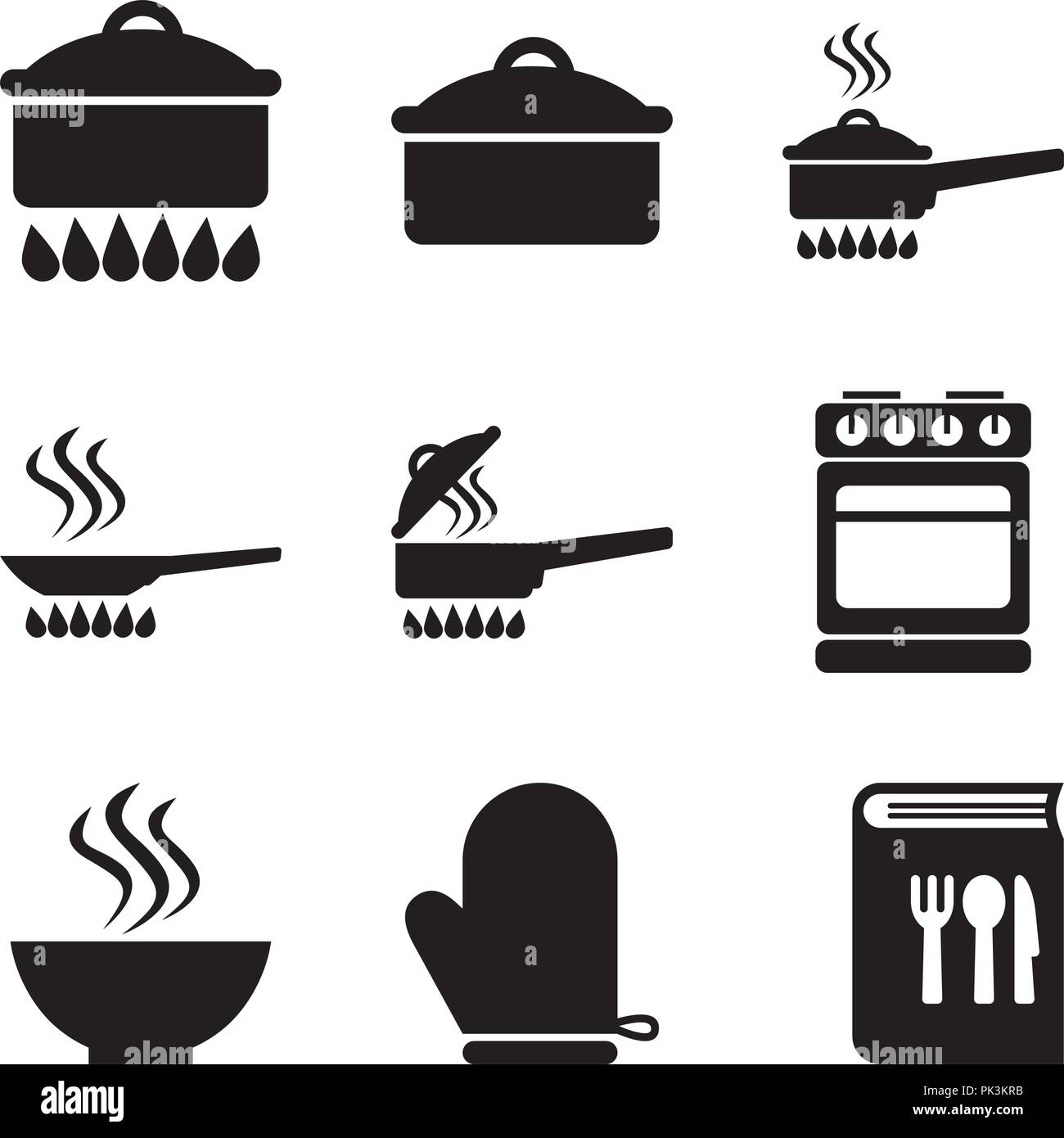 Utensilios De Cocina Y Artículos En Negro Ilustraciones svg