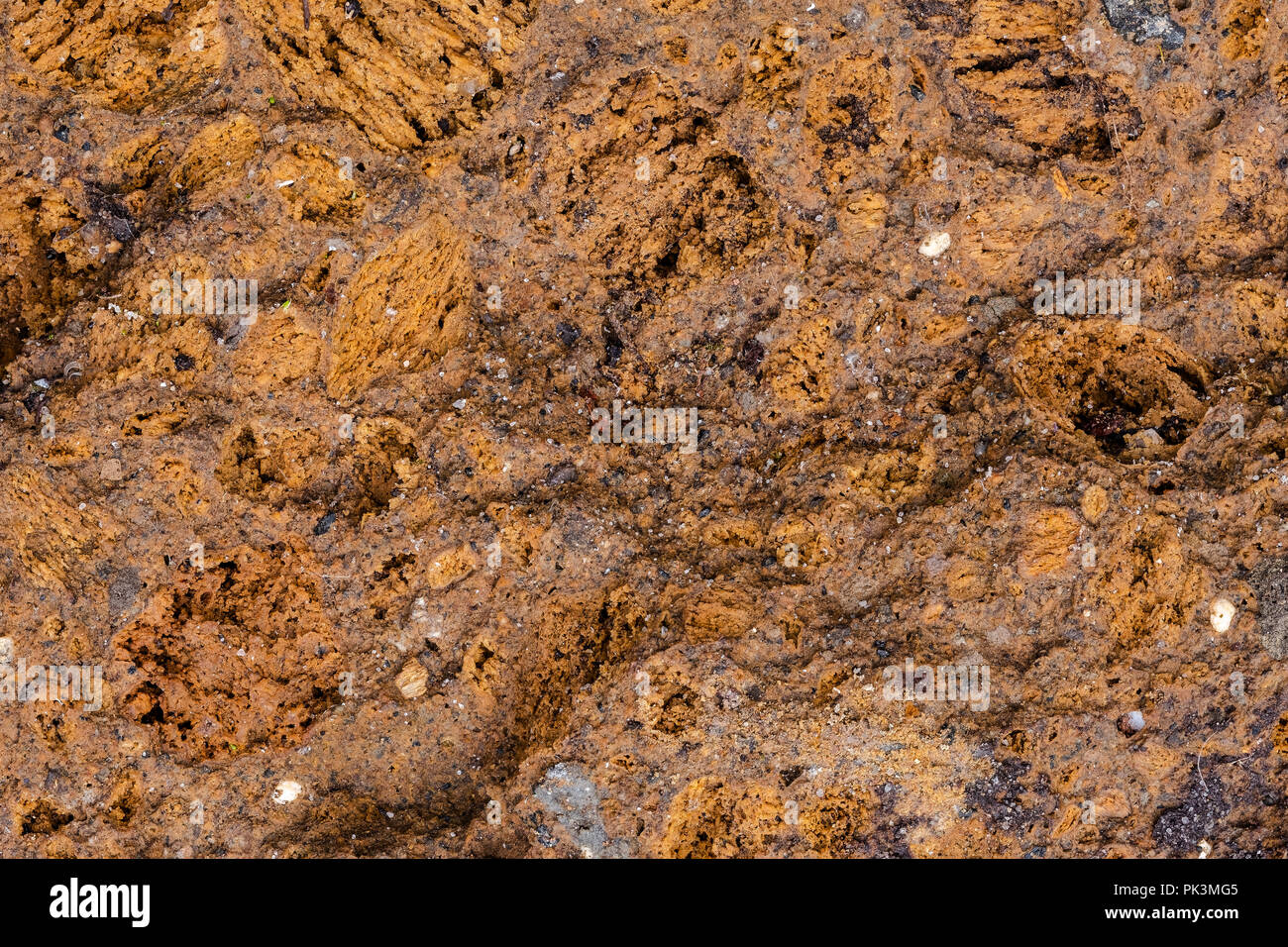 Resumen Antecedentes coloridos roca de toba volcánica Foto de stock