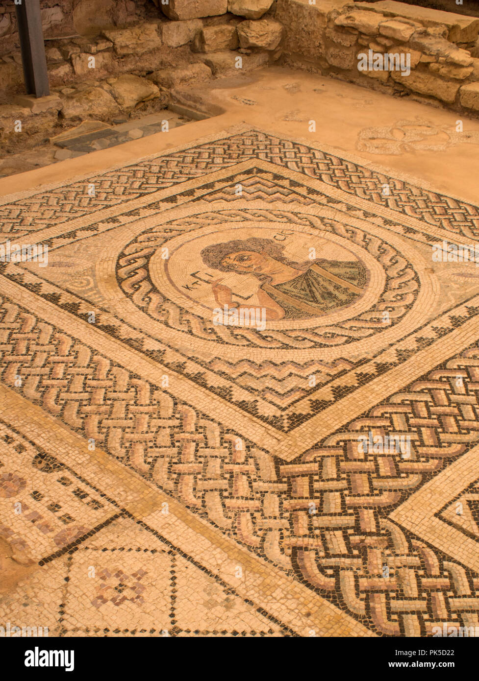 Mosaico de Ktisis, Kourion Foto de stock