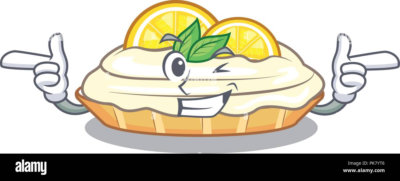 Guiño pastel de limón de dibujos animados con la rodaja de limón Imagen