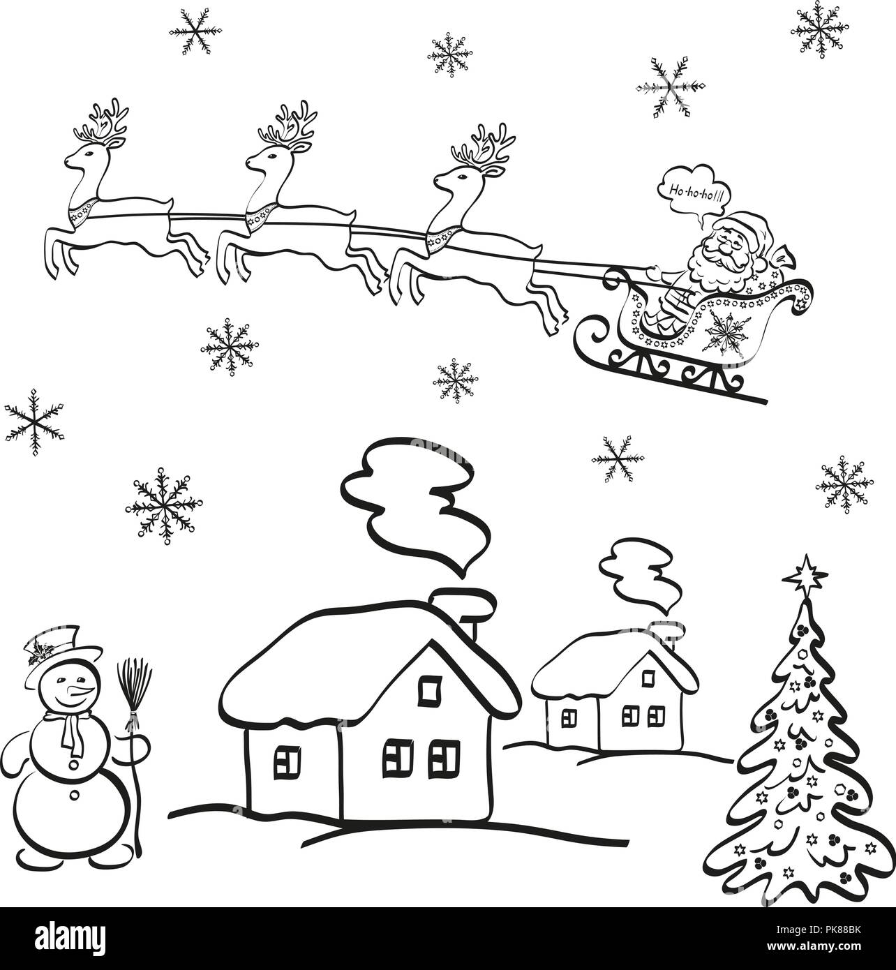 Muñeco de nieve de dibujos animados Imágenes de stock en blanco y negro -  Alamy