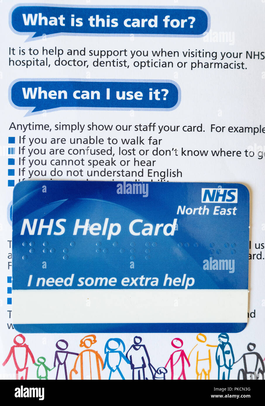 Tarjeta de ayuda del Servicio Nacional de Salud. UK Foto de stock