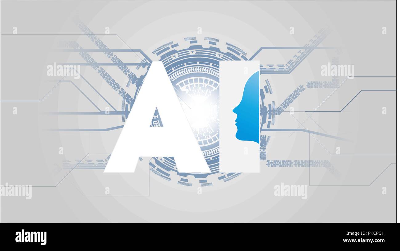 Inteligencia artificial AI concepto futurista. Derechos Big Data Visualization con Cyber mente. Máquina de aprendizaje profundo Ilustración del Vector