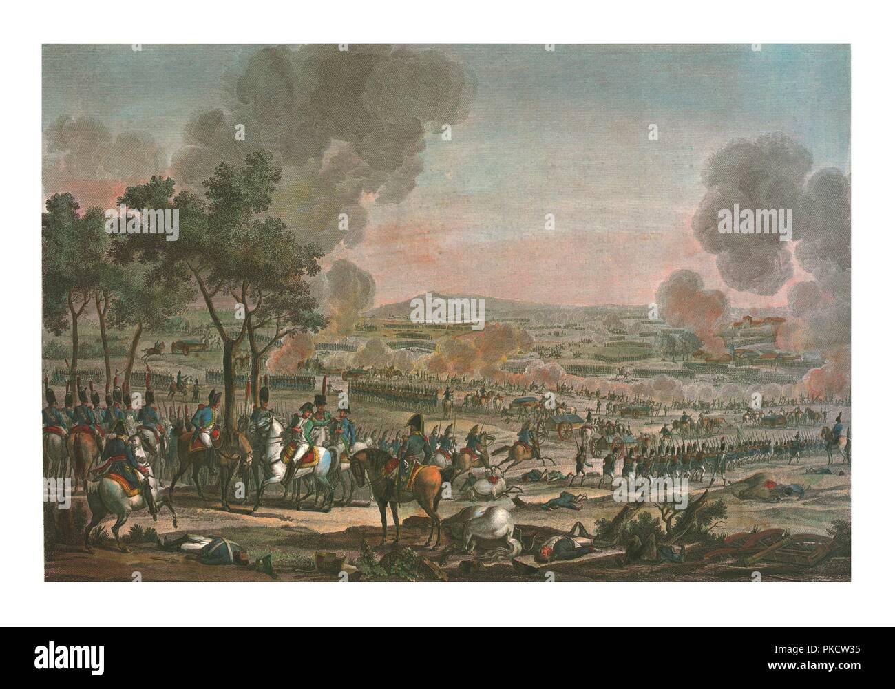 La batalla cerca de Wagram, el 7 de julio de 1809, (c1850). Artista: Louis Francois Mariage. Foto de stock