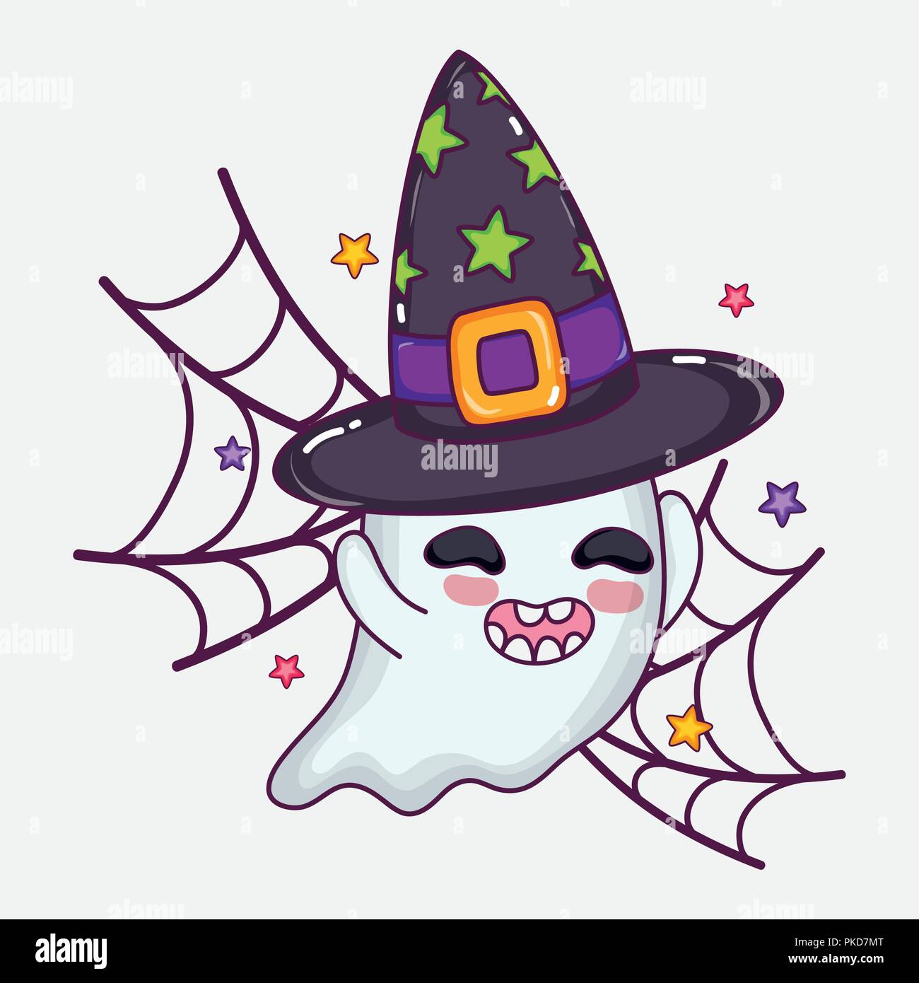 Cute dibujos animados de halloween fantasma Imagen Vector de stock - Alamy