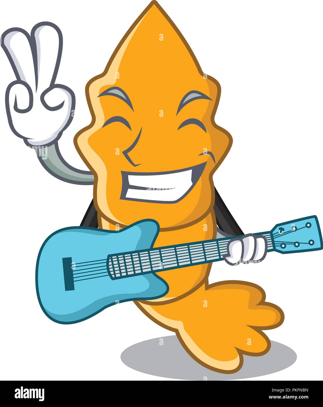 Con la guitarra los camarones cocidos aislado sobre la mascota cartoon  Imagen Vector de stock - Alamy