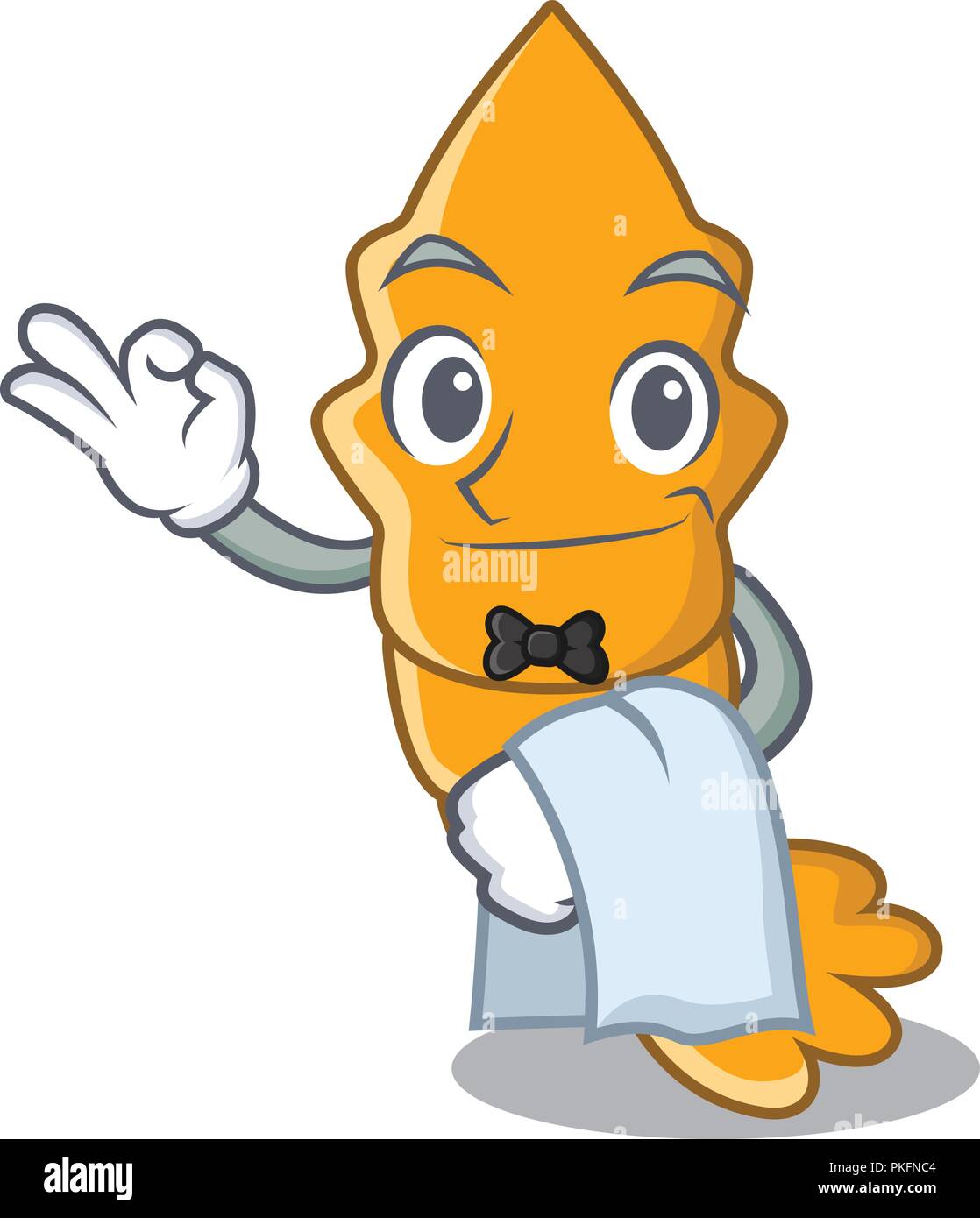 Los camarones cocidos camarero aislado sobre la mascota cartoon Imagen  Vector de stock - Alamy