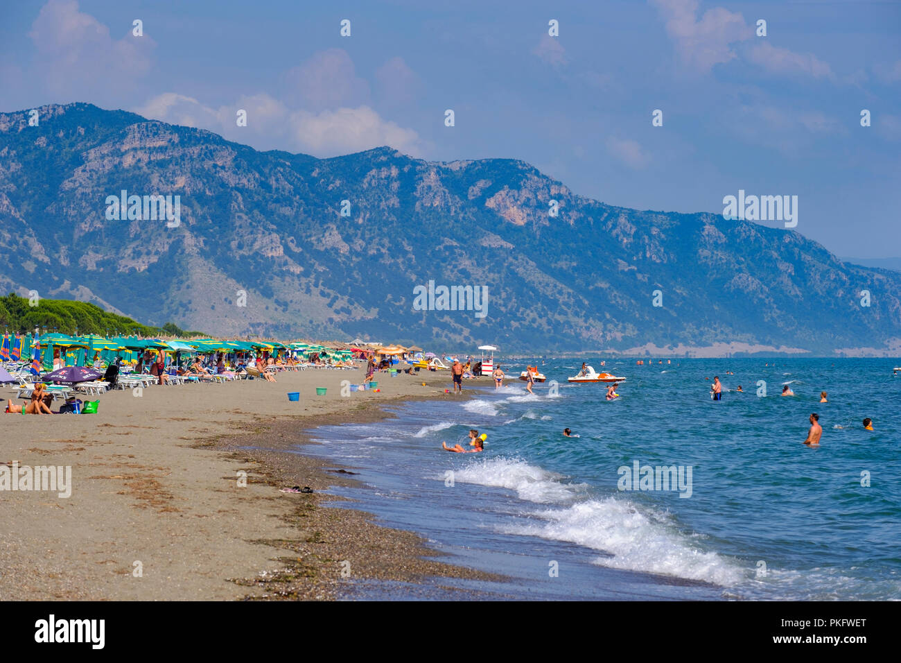 Playa de arena playa, Velipoja, Durrës, Adria, Qark Shkodra, Albania Foto de stock