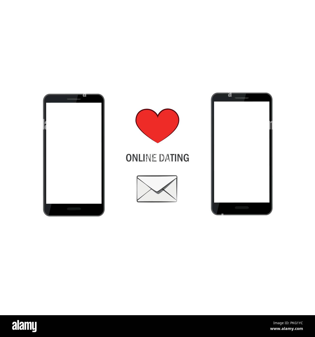 Online dating app concepto con corazón y sobre ilustración vectorial EPS10 Ilustración del Vector