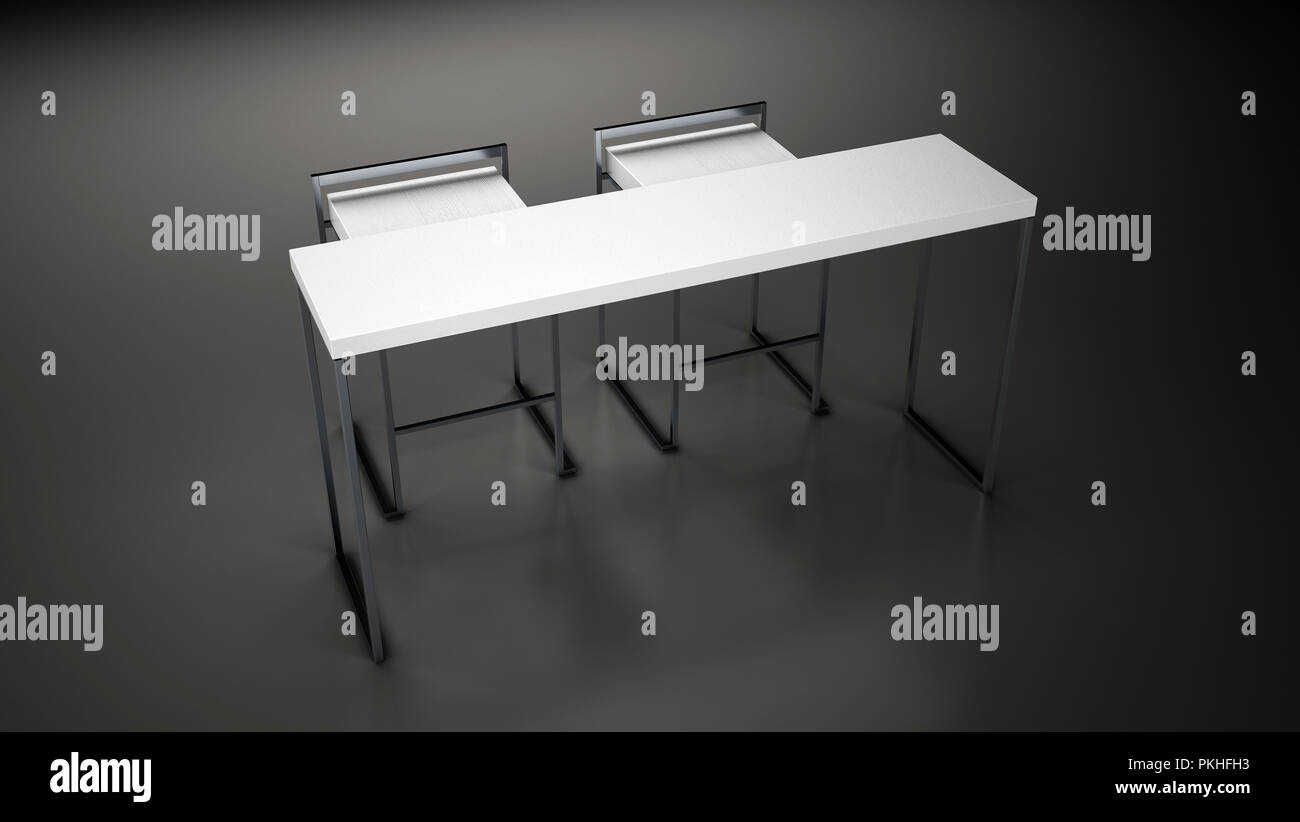 Mesa y sillas,3d,3d ilustración,Blanco,mesa silla Blanca,Presidente,tabla,piernas de acero, gris, gris de fondo blanco, mesa y sillas, contador, moderno Foto de stock