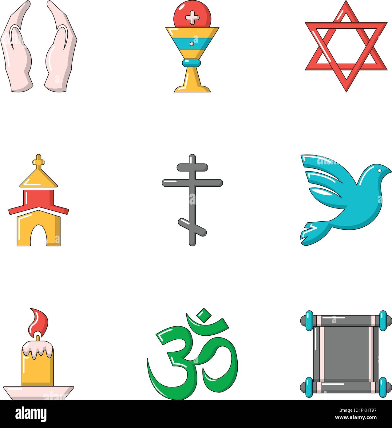 Iconos de la fe, del estilo de dibujos animados Imagen Vector de stock -  Alamy