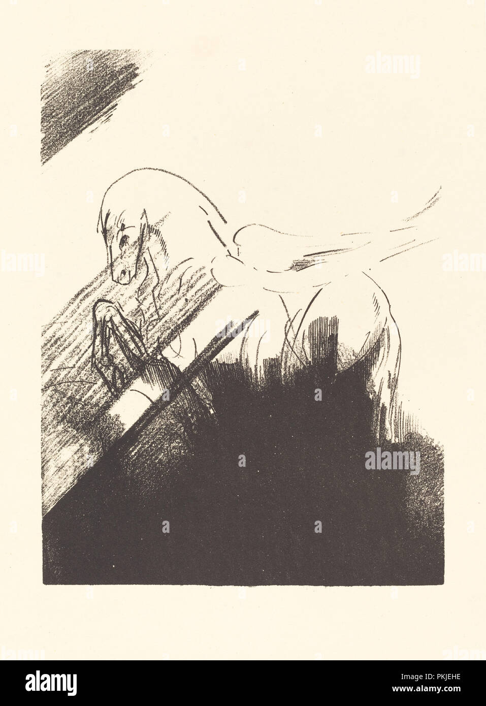 Cheval aile (caballo alado). Fecha: 1894. Medio: la litografía. Museo: La Galería Nacional de Arte, Washington DC. Autor: Odilon Redon. Foto de stock