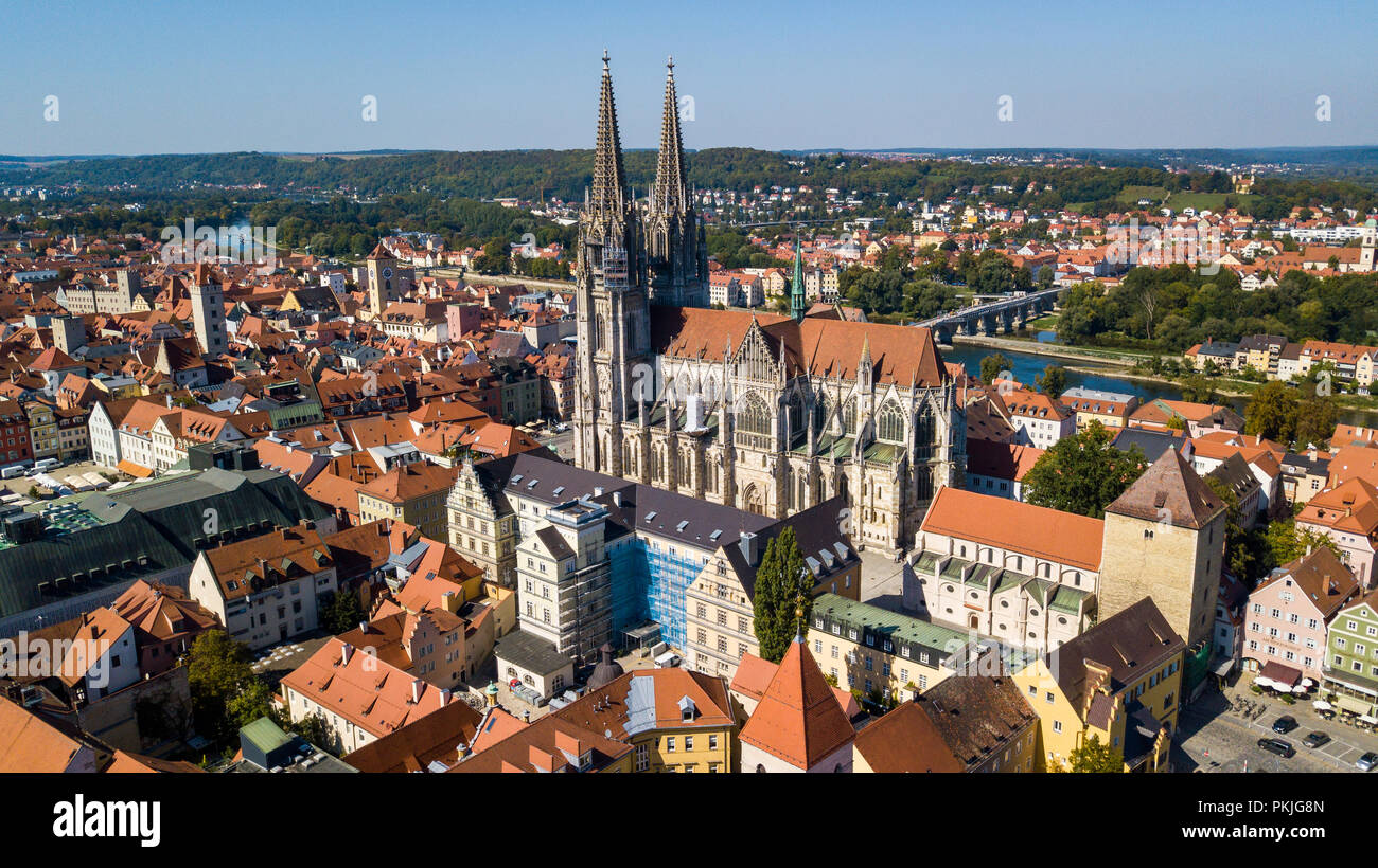 Catedral de San Pedro o San Pedro Dom o Regensburger Dom, Ratisbona, Baviera, Alemania Foto de stock