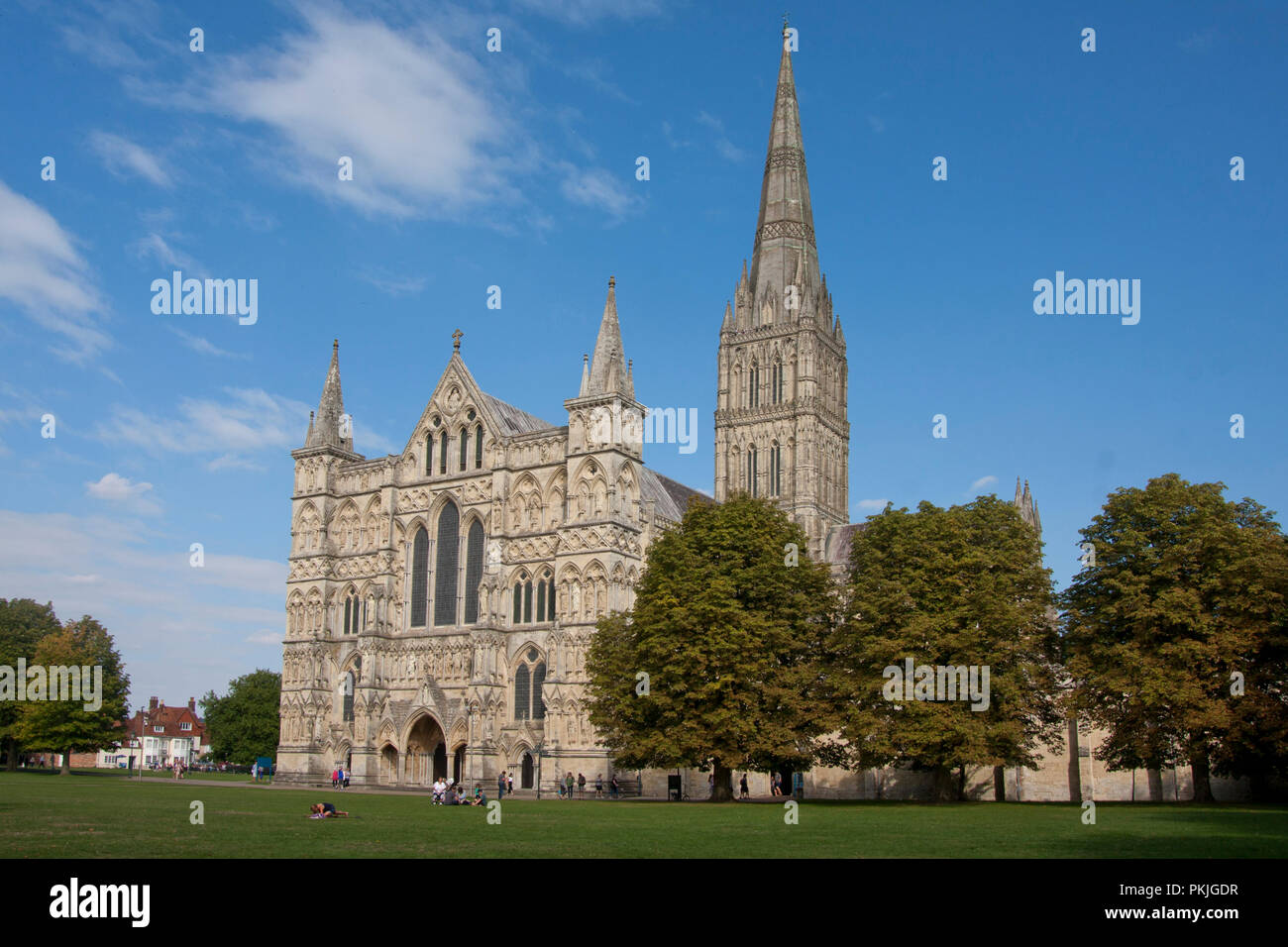 La Catedral de Salisbury, Salisbury, Wiltshire, Inglaterra Foto de stock