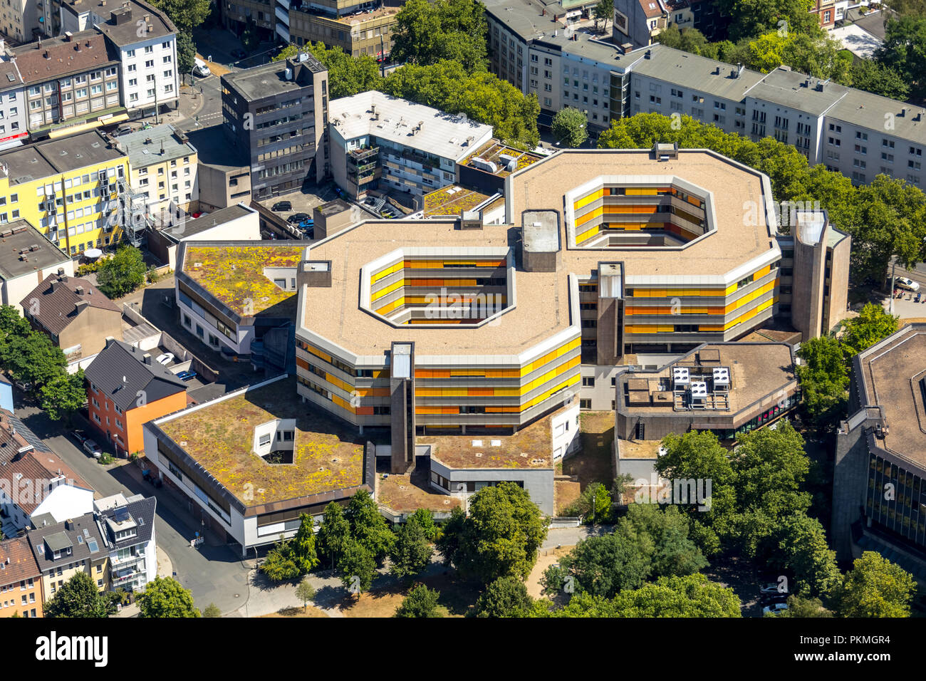 Vista aérea, Renovado Técnico Bochum City Hall, el interior de la ciudad, área de Ruhr, Renania del Norte-Westfalia, Alemania Foto de stock