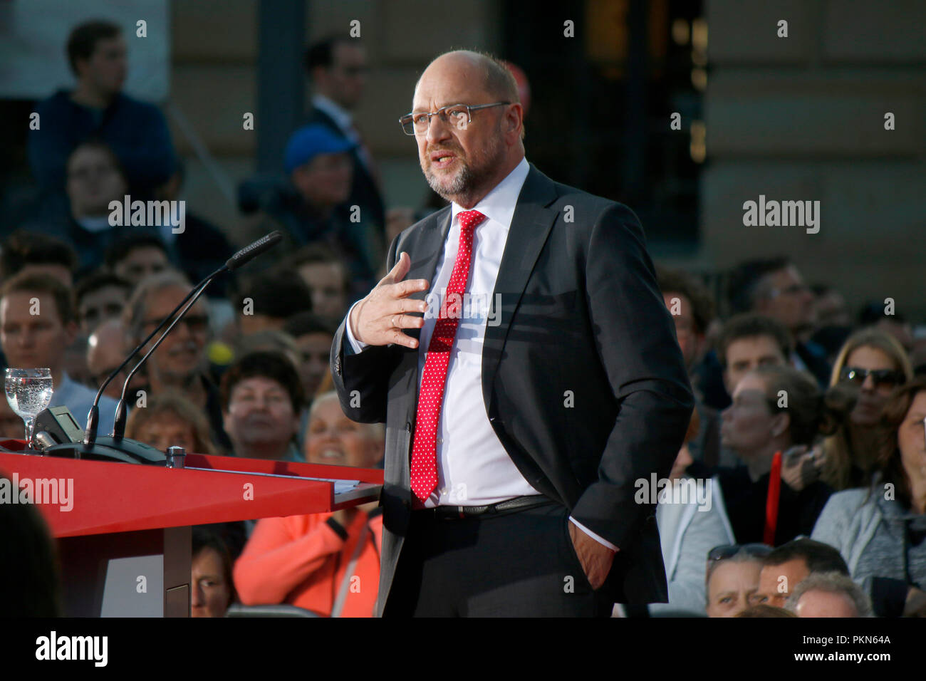 Martin Schulz - wahlkampfauftritt des kanzlerkandidaten der spd, Gendarmenmarkt, 12. de septiembre de 2017, berlín. Foto de stock