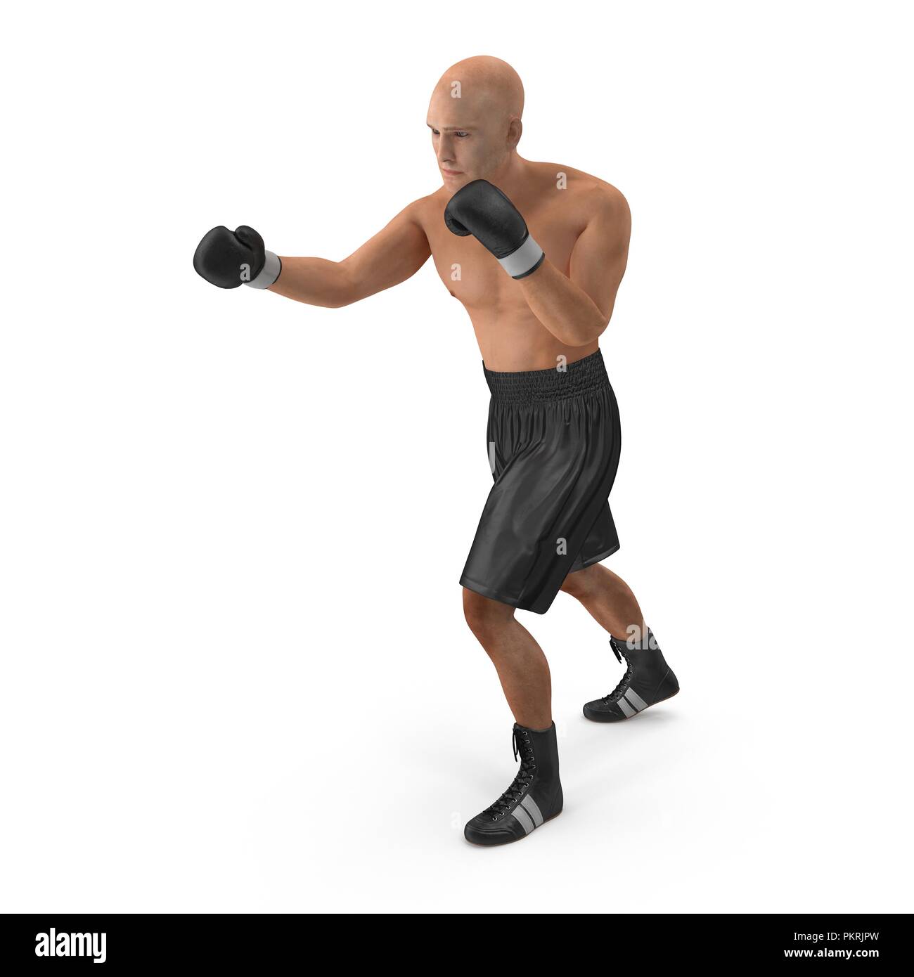 Cuerpo completo hombre joven boxeador combates plantean sobre blanco.  Ilustración 3D Fotografía de stock - Alamy