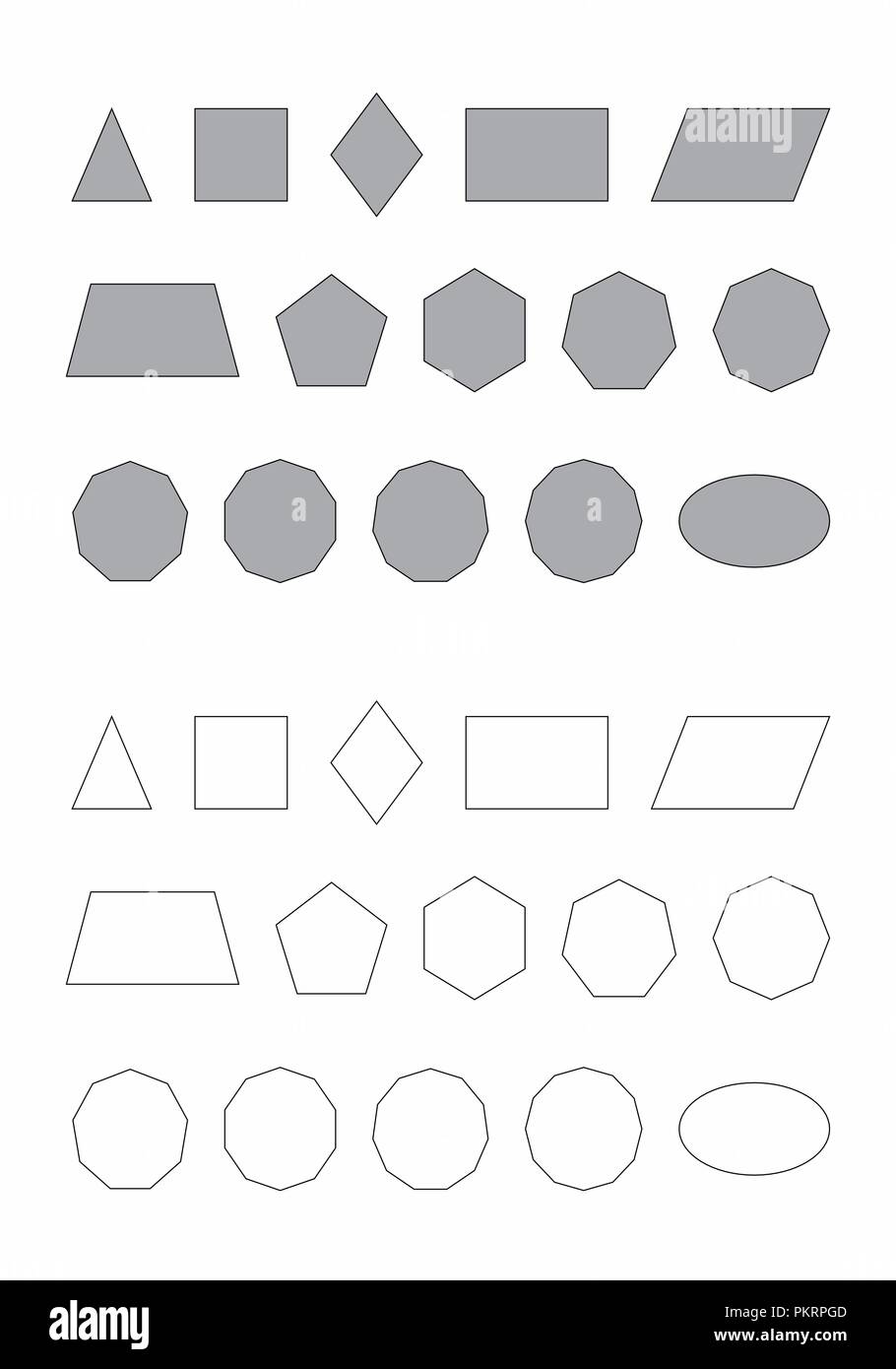 Ilustración de un conjunto de formas geométricas planas básicas Imagen  Vector de stock - Alamy