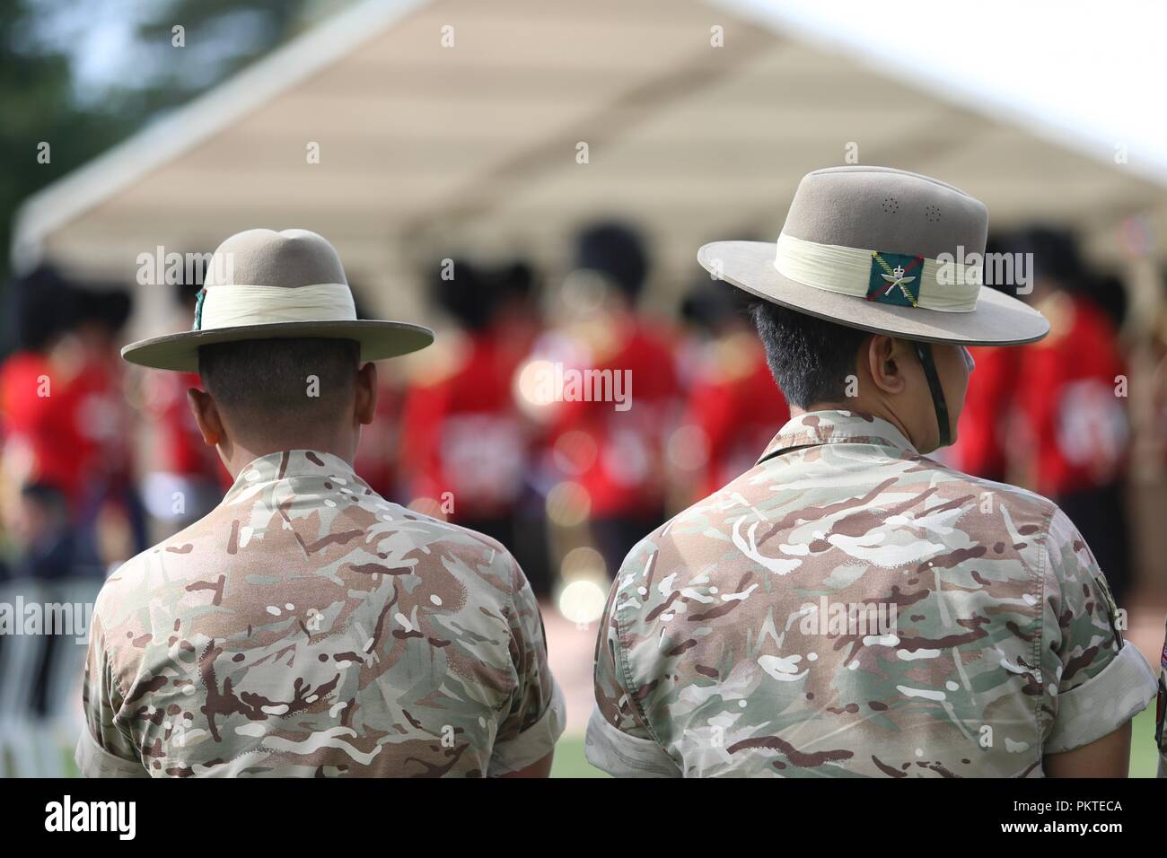 Worcester, Worcestershire, Reino Unido. El 15 de septiembre de 2018. Soldados del Regimiento de gurkhas asistir al servicio oficioso en Gheluvelt Park, Worcester. Peter Lopeman/Alamy Live News Foto de stock