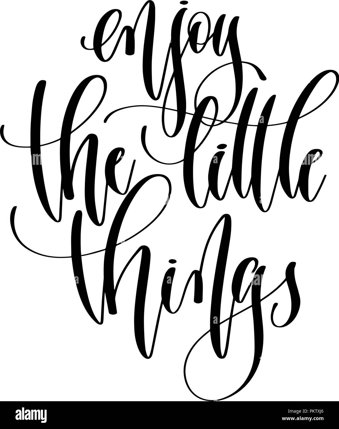 Disfrutar de las pequeñas cosas - hand lettering inscripción texto Ilustración del Vector