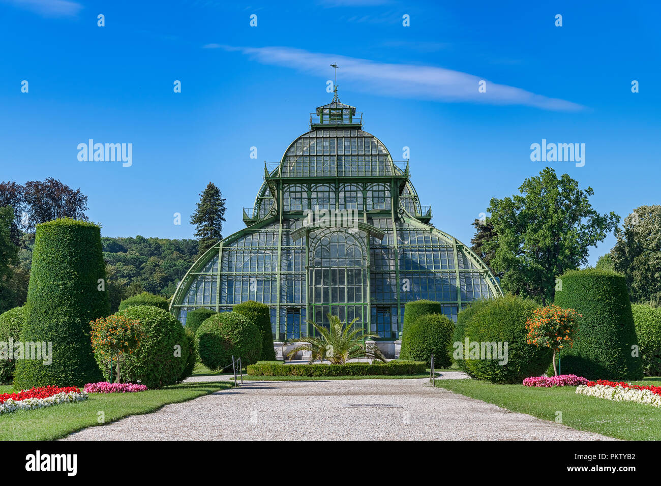 La Casa de las palmeras, jardines del palacio de Schönbrunn, Viena, Austria Foto de stock