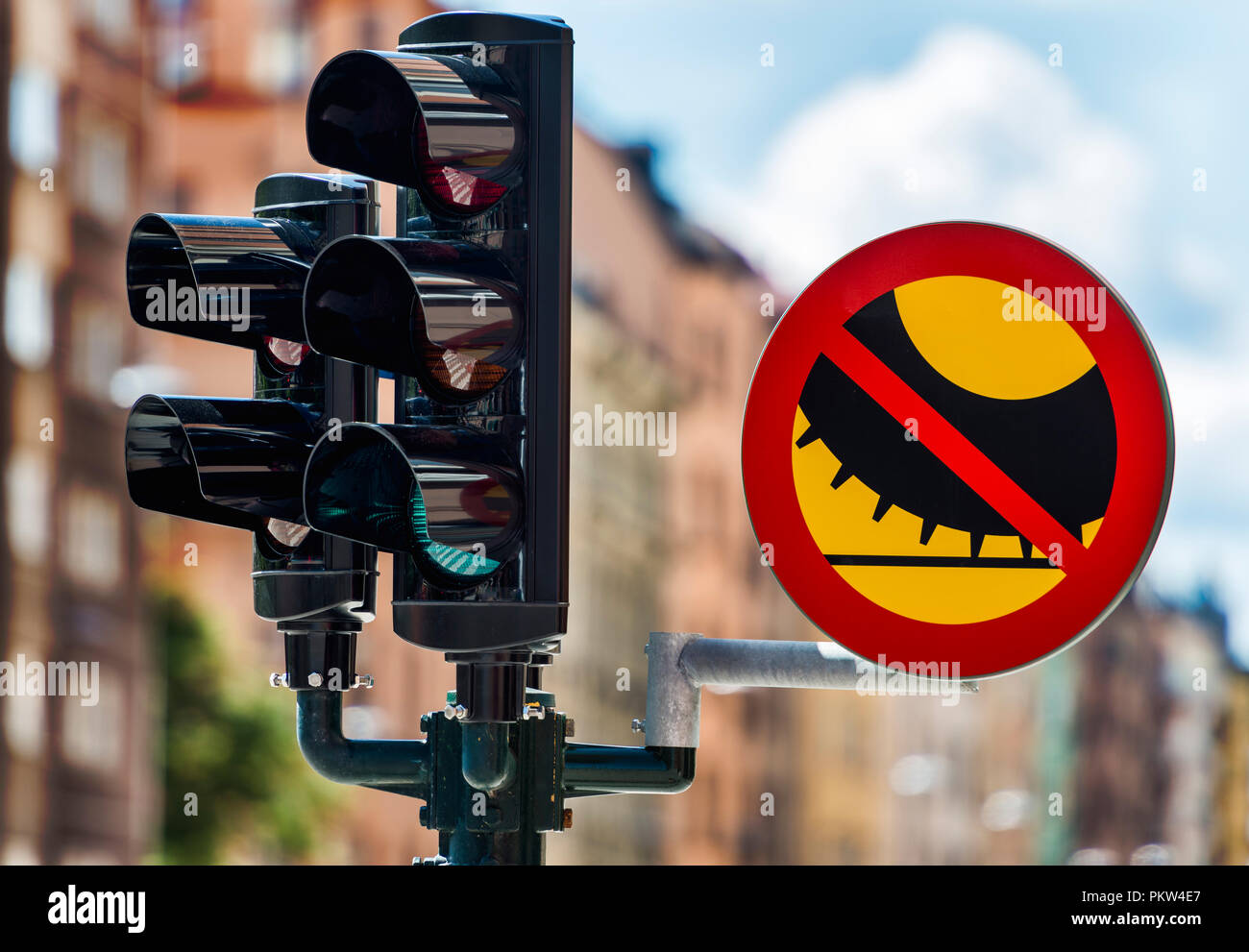 Los espárragos no permitido en esta carretera en Estocolmo Foto de stock