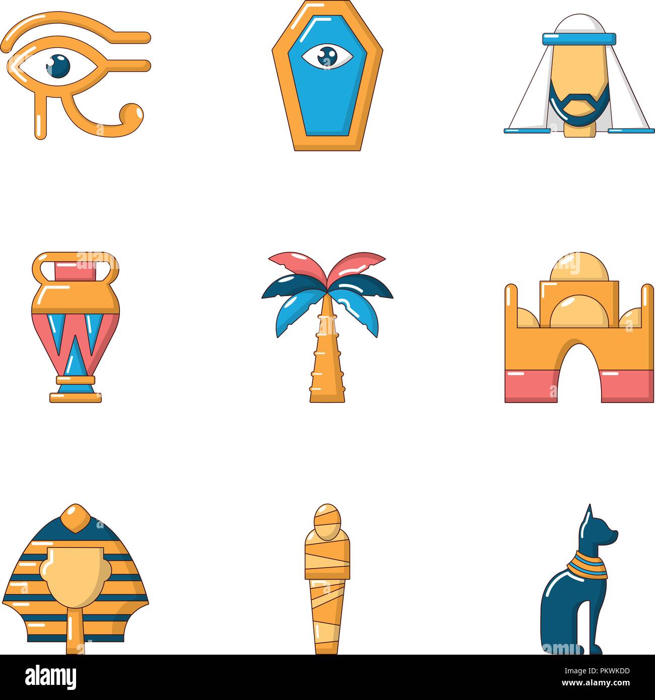 El antiguo egipto, conjunto de iconos de estilo de dibujos animados Imagen  Vector de stock - Alamy