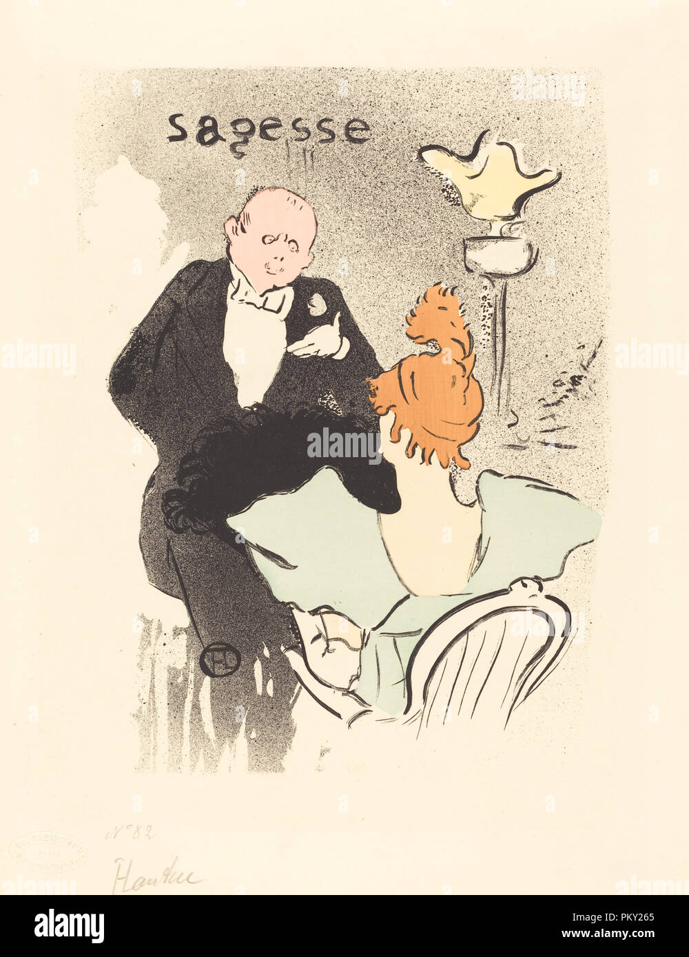 Sabiduría (Sagesse). Fecha: 1893. Medio: 5 colores de litografía. Museo: La Galería Nacional de Arte, Washington DC. Autor: Henri de Toulouse-Lautrec. Foto de stock